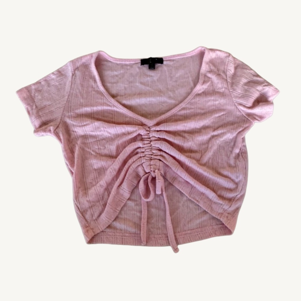 DELIAS DOLLSKILL pink ruche tie dainty coquette crop top